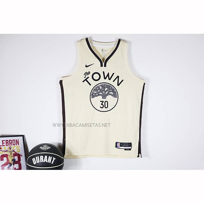 Camiseta Golden State Warriors Stephen Curry NO 30 Ciudad 2025-26 Crema